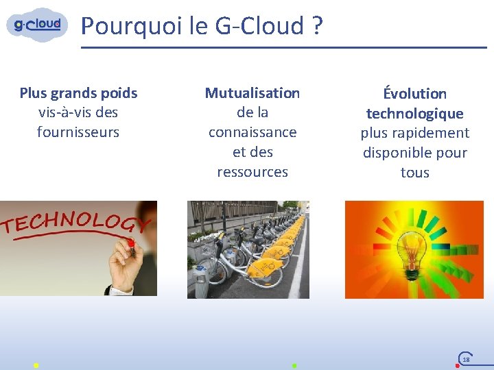 Pourquoi le G-Cloud ? Plus grands poids vis-à-vis des fournisseurs Mutualisation de la connaissance