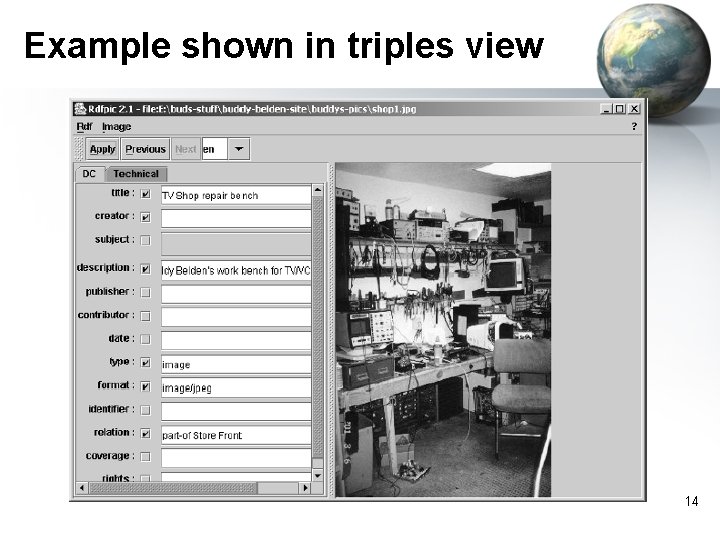 Example shown in triples view 14 