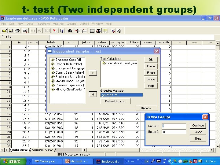 t- test (Two independent groups) 