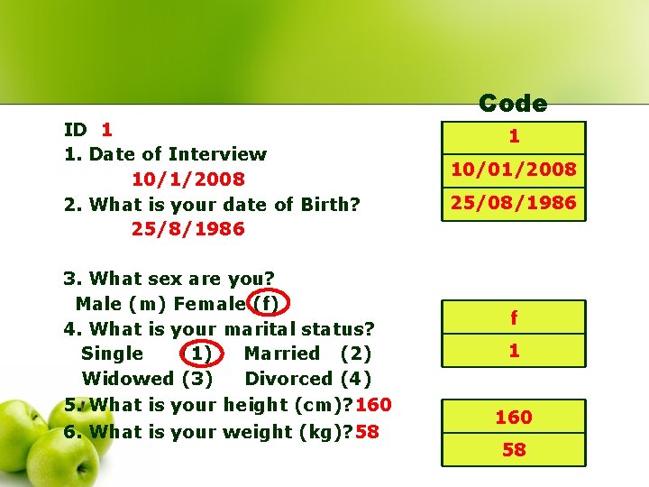 ID 1 1. Date of Interview 10/1/2008 2. What is your date of Birth?