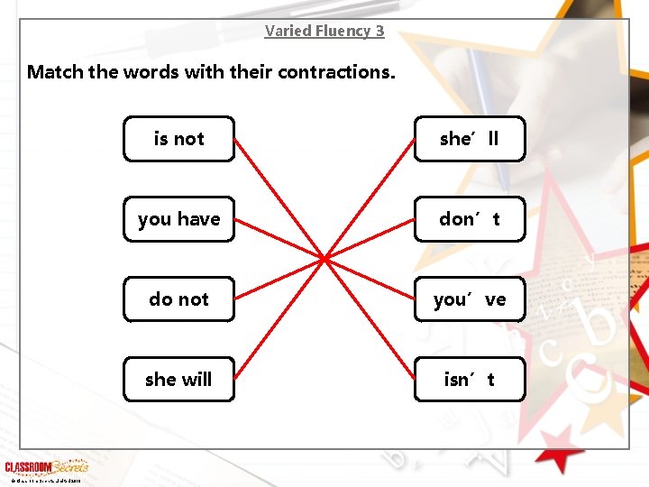 Varied Fluency 3 Match the words with their contractions. © Classroom Secrets Limited 2019