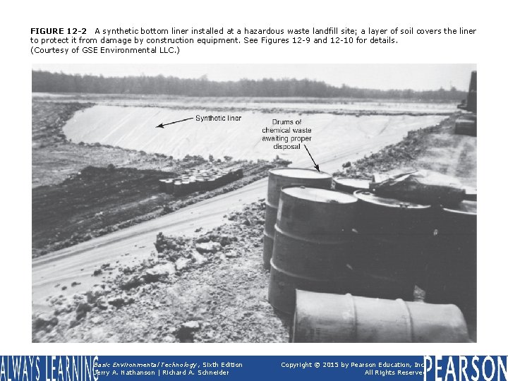 FIGURE 12 -2 A synthetic bottom liner installed at a hazardous waste landfill site;