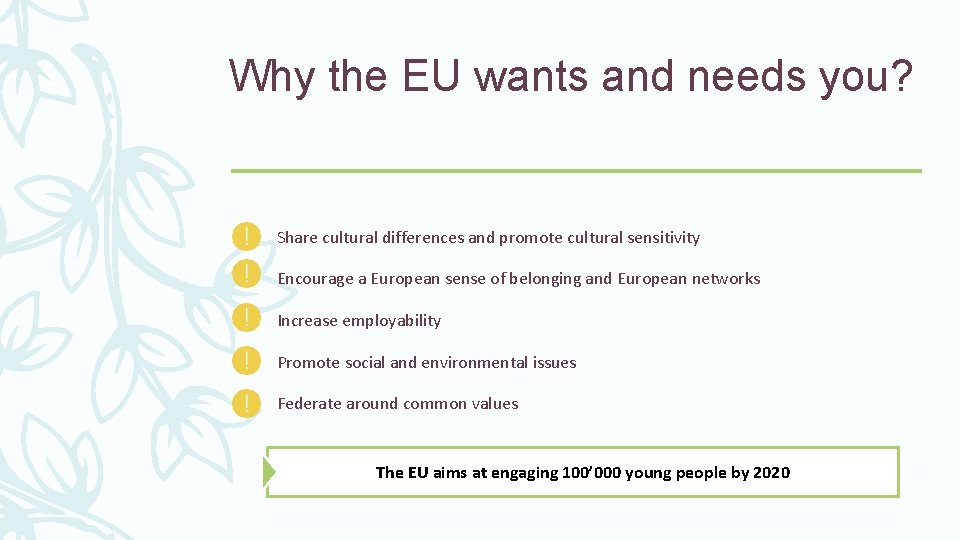 Why the EU wants and needs you? Share cultural differences and promote cultural sensitivity