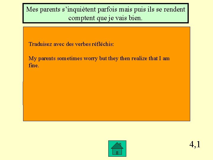 Mes parents s’inquiètent parfois mais puis ils se rendent comptent que je vais bien.