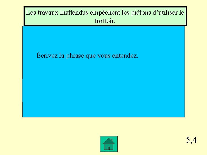 Les travaux inattendus empêchent les piétons d’utiliser le trottoir. Écrivez la phrase que vous