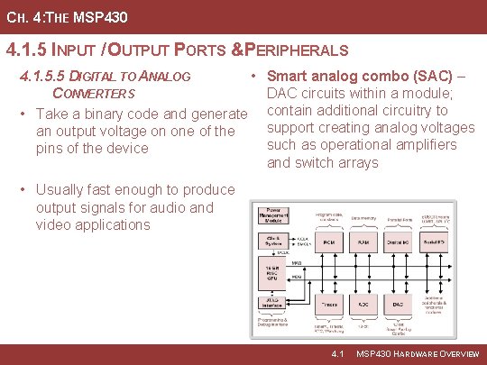 CH. 4: THE MSP 430 4. 1. 5 INPUT / OUTPUT PORTS &PERIPHERALS 4.