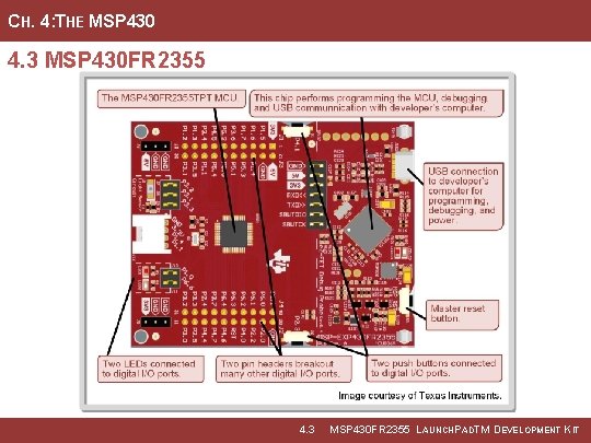 CH. 4: THE MSP 430 4. 3 MSP 430 FR 2355 Image Courtesy of