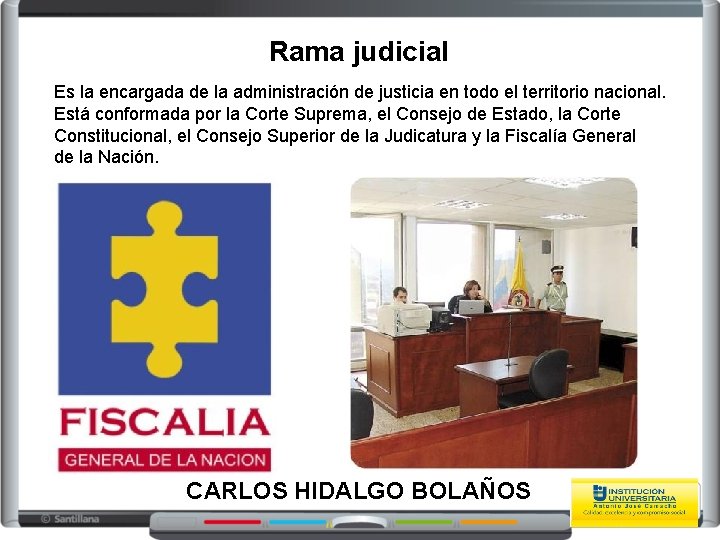 Rama judicial Es la encargada de la administración de justicia en todo el territorio