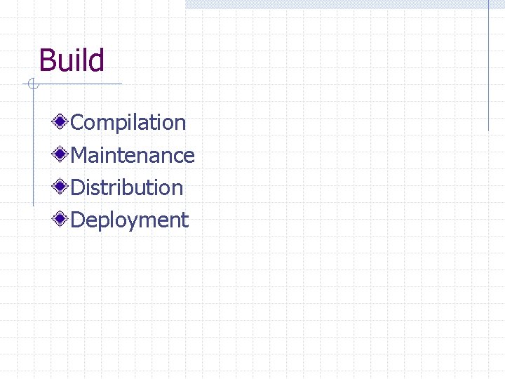 Build Compilation Maintenance Distribution Deployment 
