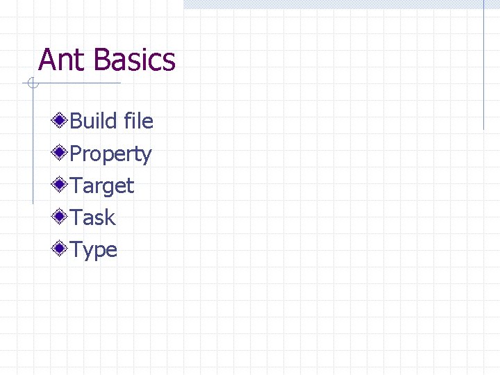 Ant Basics Build file Property Target Task Type 