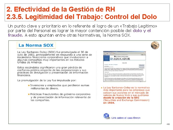 2. Efectividad de la Gestión de RH 2. 3. 5. Legitimidad del Trabajo: Control