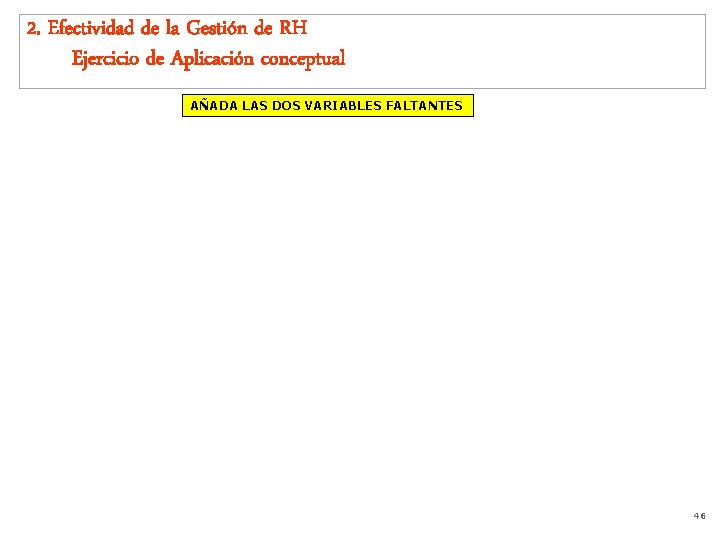 2. Efectividad de la Gestión de RH Ejercicio de Aplicación conceptual AÑADA LAS DOS