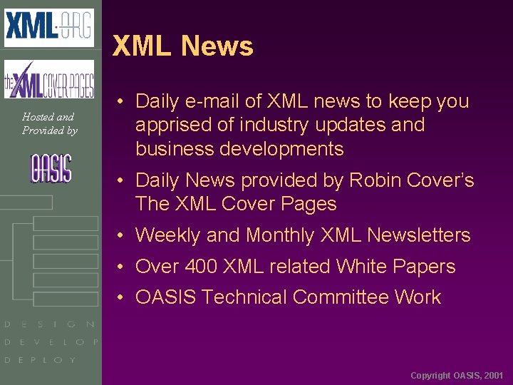 XML News Hosted and Provided by • Daily e-mail of XML news to keep