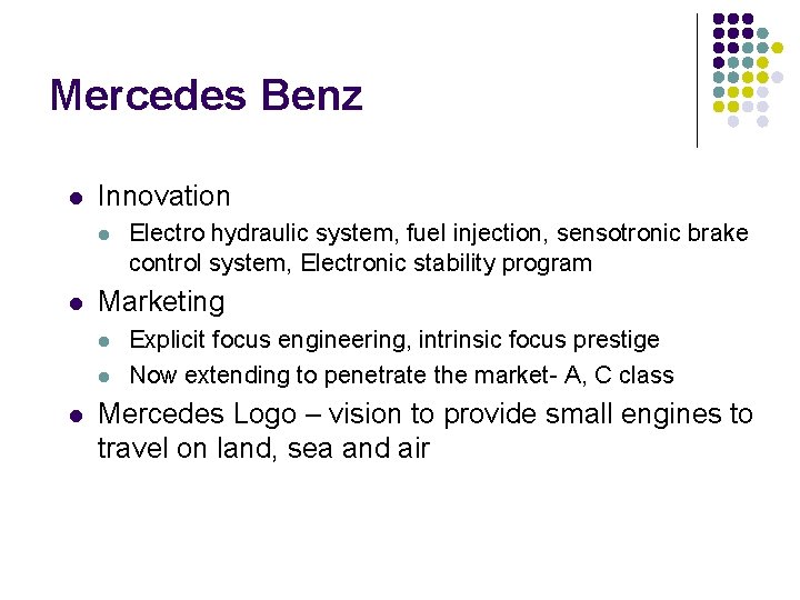 Mercedes Benz l Innovation l l Marketing l l l Electro hydraulic system, fuel