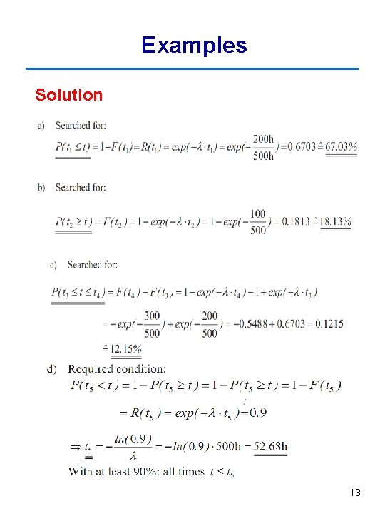 Examples Solution 13 Examples Solution 13