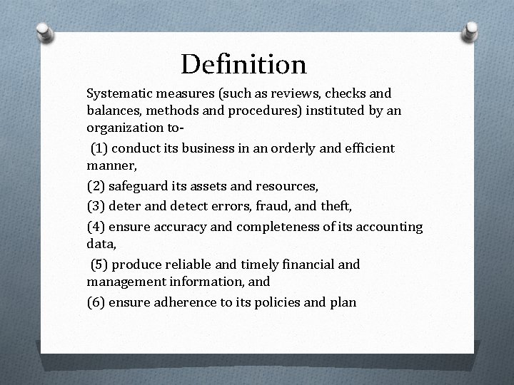 Internal Control Concept O Business Complex Process O