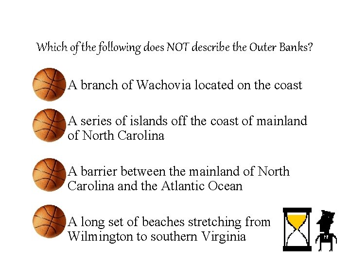 Which of the following does NOT describe the Outer Banks? – A branch of