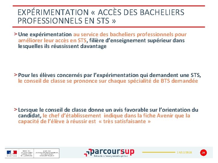 EXPÉRIMENTATION « ACCÈS DES BACHELIERS PROFESSIONNELS EN STS » > Une expérimentation au service