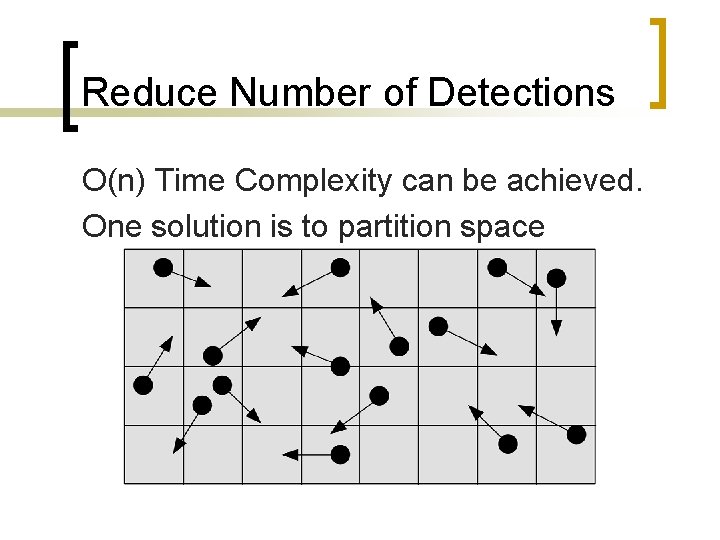 Reduce Number of Detections O(n) Time Complexity can be achieved. One solution is to