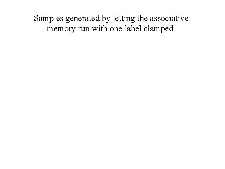 Samples generated by letting the associative memory run with one label clamped. 