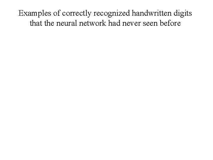 Examples of correctly recognized handwritten digits that the neural network had never seen before