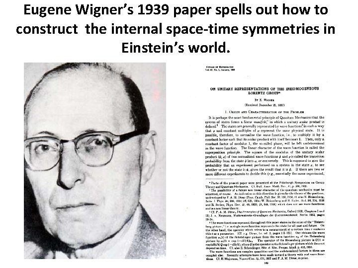 Eugene Wigner’s 1939 paper spells out how to construct the internal space-time symmetries in