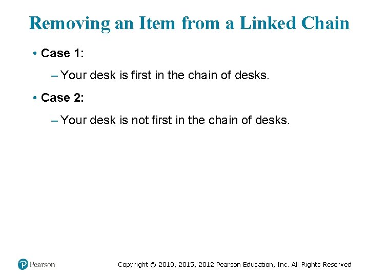 Removing an Item from a Linked Chain • Case 1: – Your desk is Removing an Item from a Linked Chain • Case 1: – Your desk is