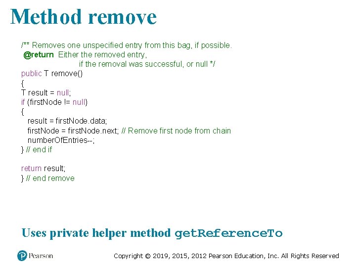 Method remove /** Removes one unspecified entry from this bag, if possible. @return Either Method remove /** Removes one unspecified entry from this bag, if possible. @return Either
