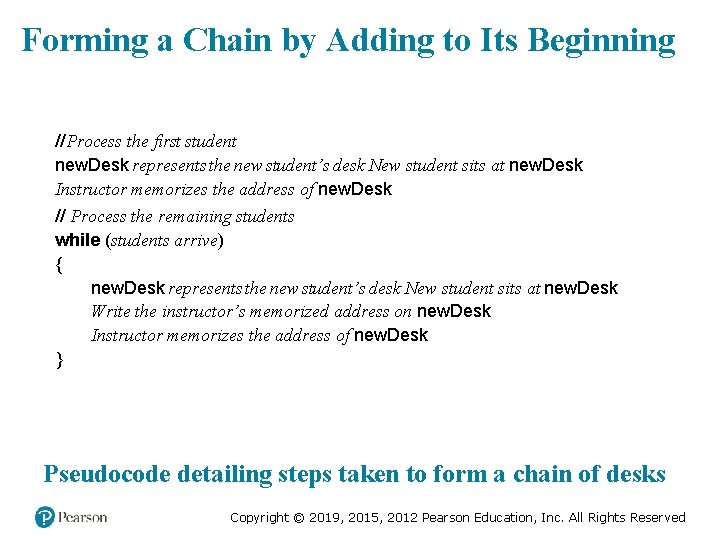 Forming a Chain by Adding to Its Beginning // Process the first student new. Forming a Chain by Adding to Its Beginning // Process the first student new.