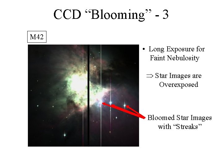 CCD “Blooming” - 3 M 42 • Long Exposure for Faint Nebulosity Star Images