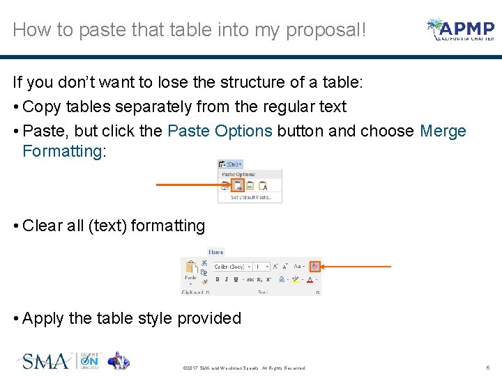 How to paste that table into my proposal! If you don’t want to lose