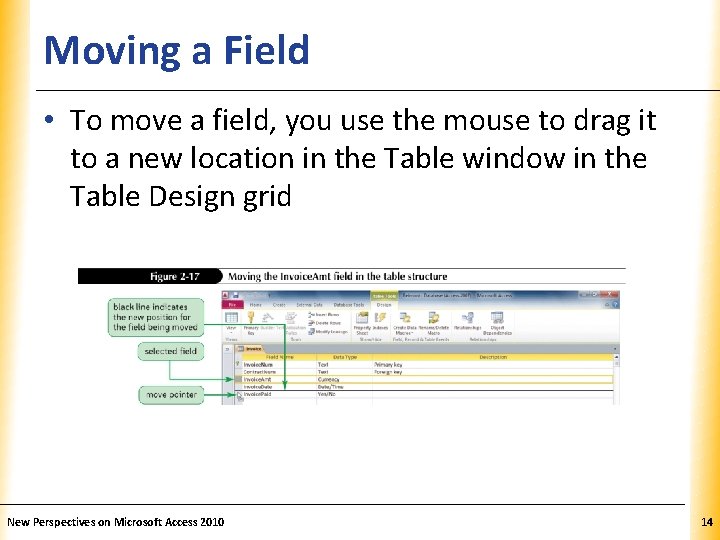Moving a Field XP • To move a field, you use the mouse to Moving a Field XP • To move a field, you use the mouse to