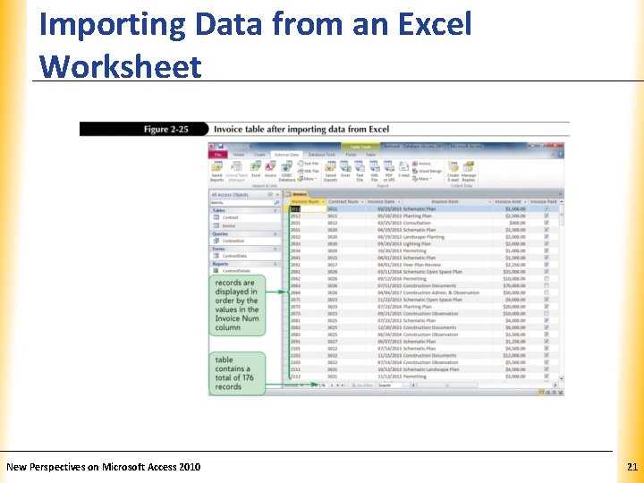 Importing Data from an Excel Worksheet New Perspectives on Microsoft Access 2010 XP 21 Importing Data from an Excel Worksheet New Perspectives on Microsoft Access 2010 XP 21