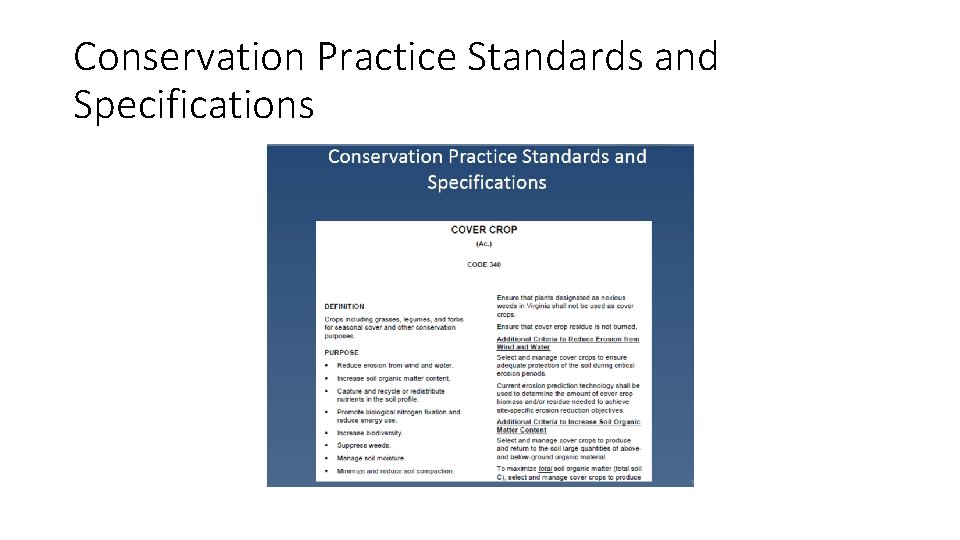 Conservation Practice Standards and Specifications 