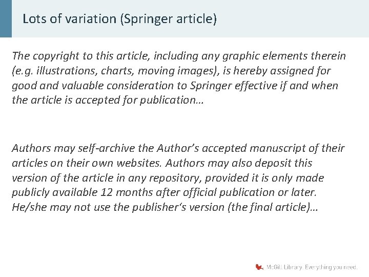 Lots of variation (Springer article) The copyright to this article, including any graphic elements