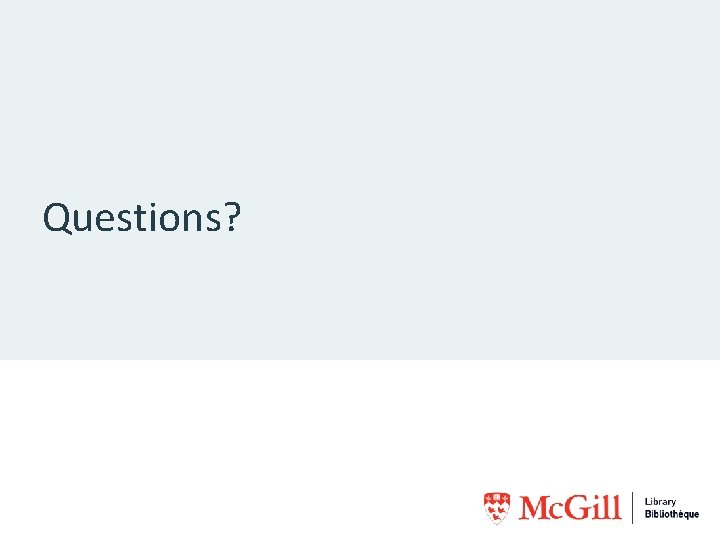 Questions? 