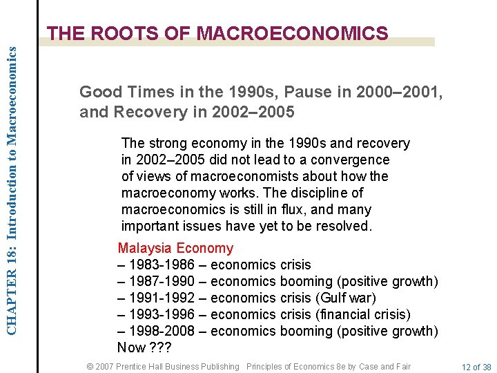 CHAPTER 18: Introduction to Macroeconomics THE ROOTS OF MACROECONOMICS Good Times in the 1990