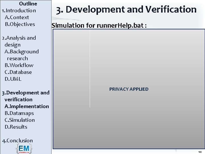 Outline 1. Introduction A. Context B. Objectives 3. Development and Verification Simulation for runner.