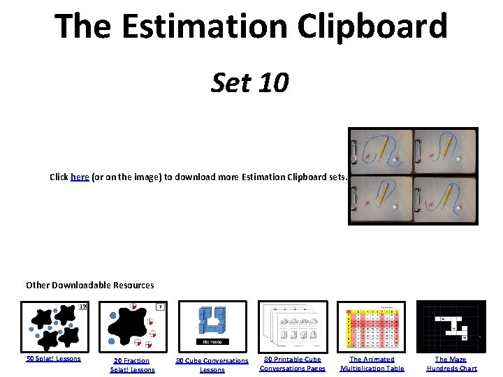 The Estimation Clipboard Set 10 Click here (or on the image) to download more