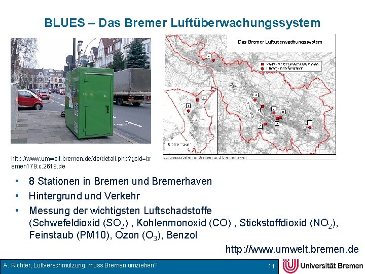 BLUES – Das Bremer Luftüberwachungssystem http: //www. umwelt. bremen. de/de/detail. php? gsid=br emen 179.