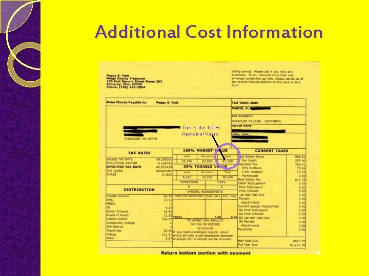 Additional Cost Information This is the 100% Appraisal Value 