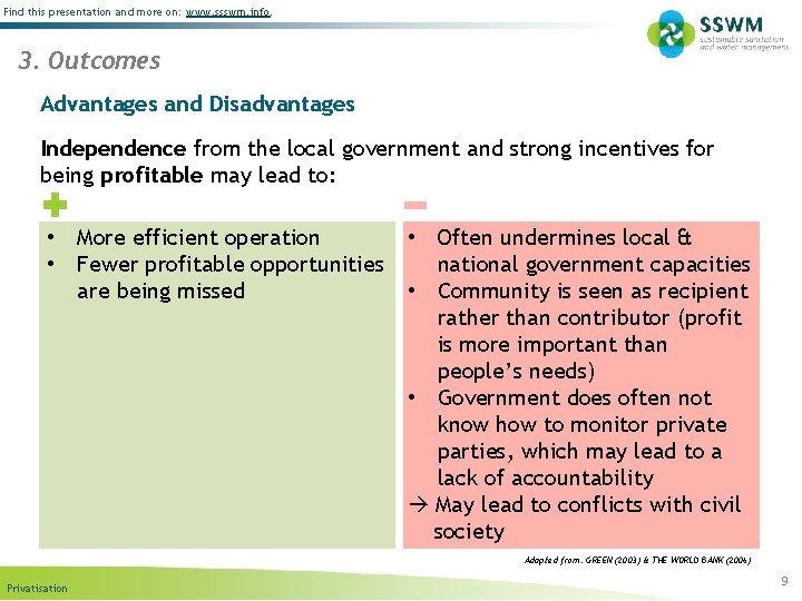 Find this presentation and more on: www. ssswm. info. 3. Outcomes Advantages and Disadvantages