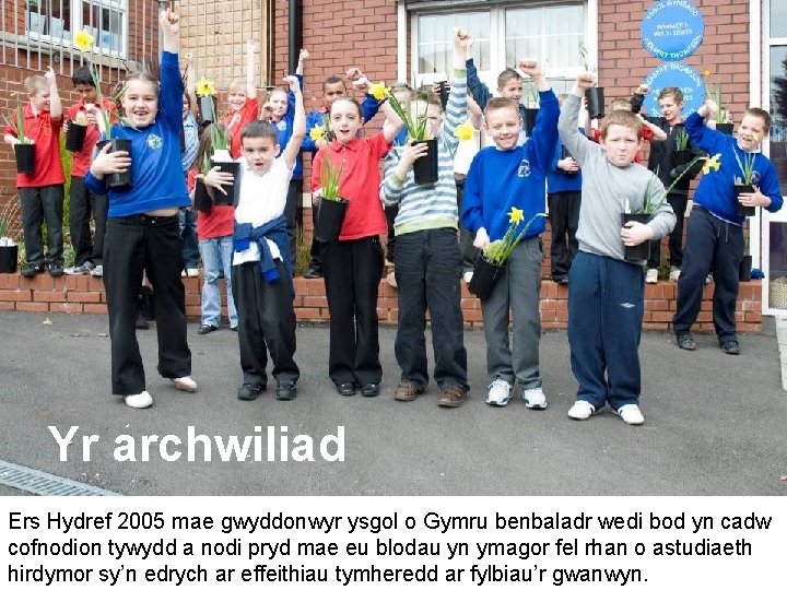 Yr archwiliad Ers Hydref 2005 mae gwyddonwyr ysgol o Gymru benbaladr wedi bod yn