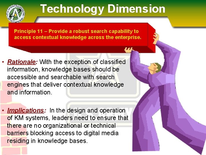 Technology Dimension Principle 11 – Provide a robust search capability to access contextual knowledge
