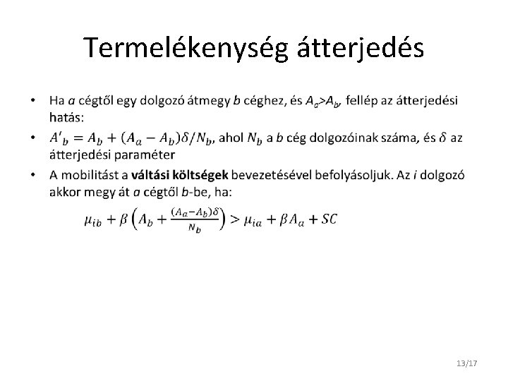 Termelékenység átterjedés • 13/17 