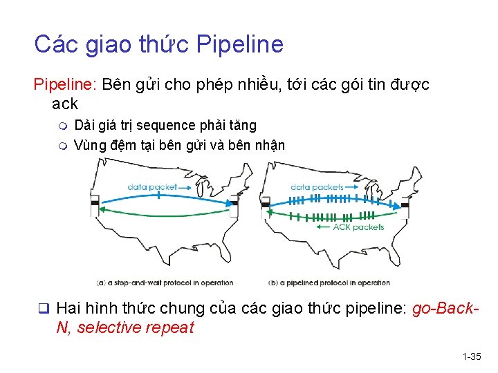 Các giao thức Pipeline: Bên gửi cho phép nhiều, tới các gói tin được