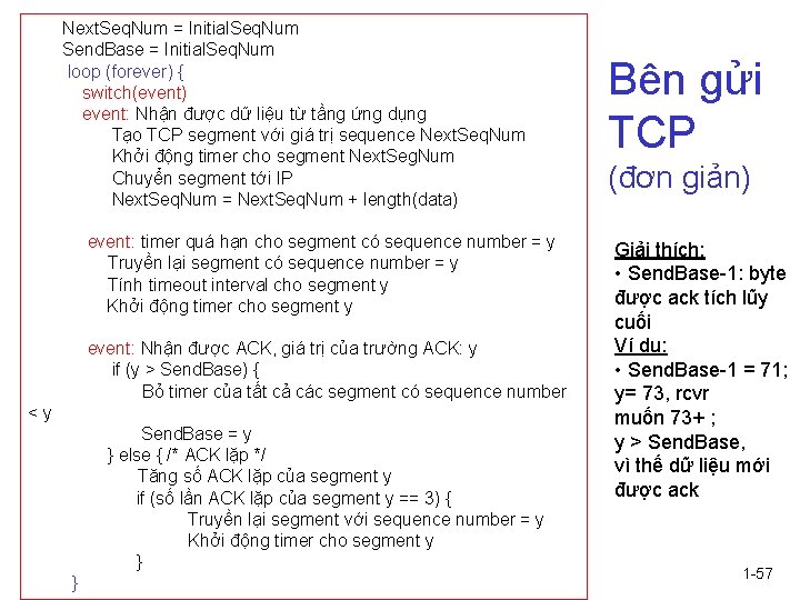 Next. Seq. Num = Initial. Seq. Num Send. Base = Initial. Seq. Num loop