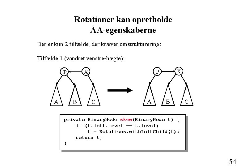 Rotationer kan opretholde AA-egenskaberne Der er kun 2 tilfælde, der kræver omstrukturering: Tilfælde 1