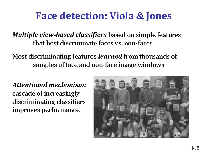 Face detection: Viola & Jones Multiple view-based classifiers based on simple features that best