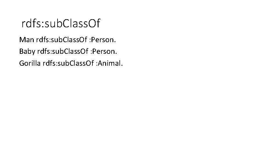 rdfs: sub. Class. Of Man rdfs: sub. Class. Of : Person. Baby rdfs: sub.